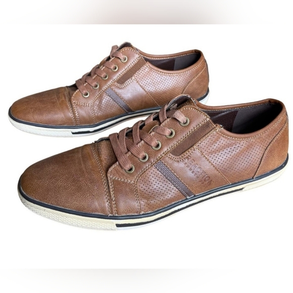 KENNETH COLE REACTION Brown Leather and Textile  Lace up Shoe - Picture 1 of 4